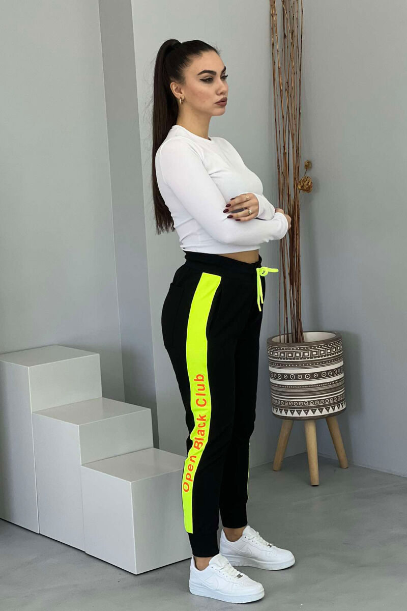 WRITTINGS NEON LINE COTTON WOMAN SWEATPANTS BLACK/ E ZEZE - 2