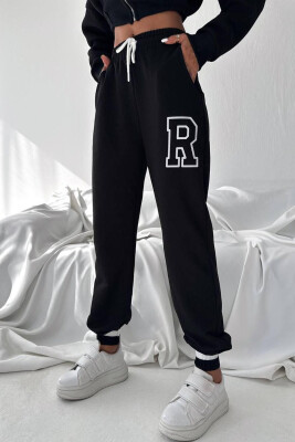 WRITTINGS ONE COLOR WOMAN SWEATPANTS BLACK/ E ZEZE 