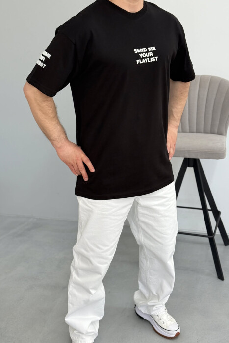 WRITTINGS ROUND NECK MEN T-SHIRT BLACK/ E ZEZE - 1