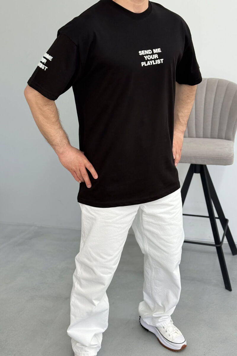 WRITTINGS ROUND NECK MEN T-SHIRT BLACK/ E ZEZE - 1