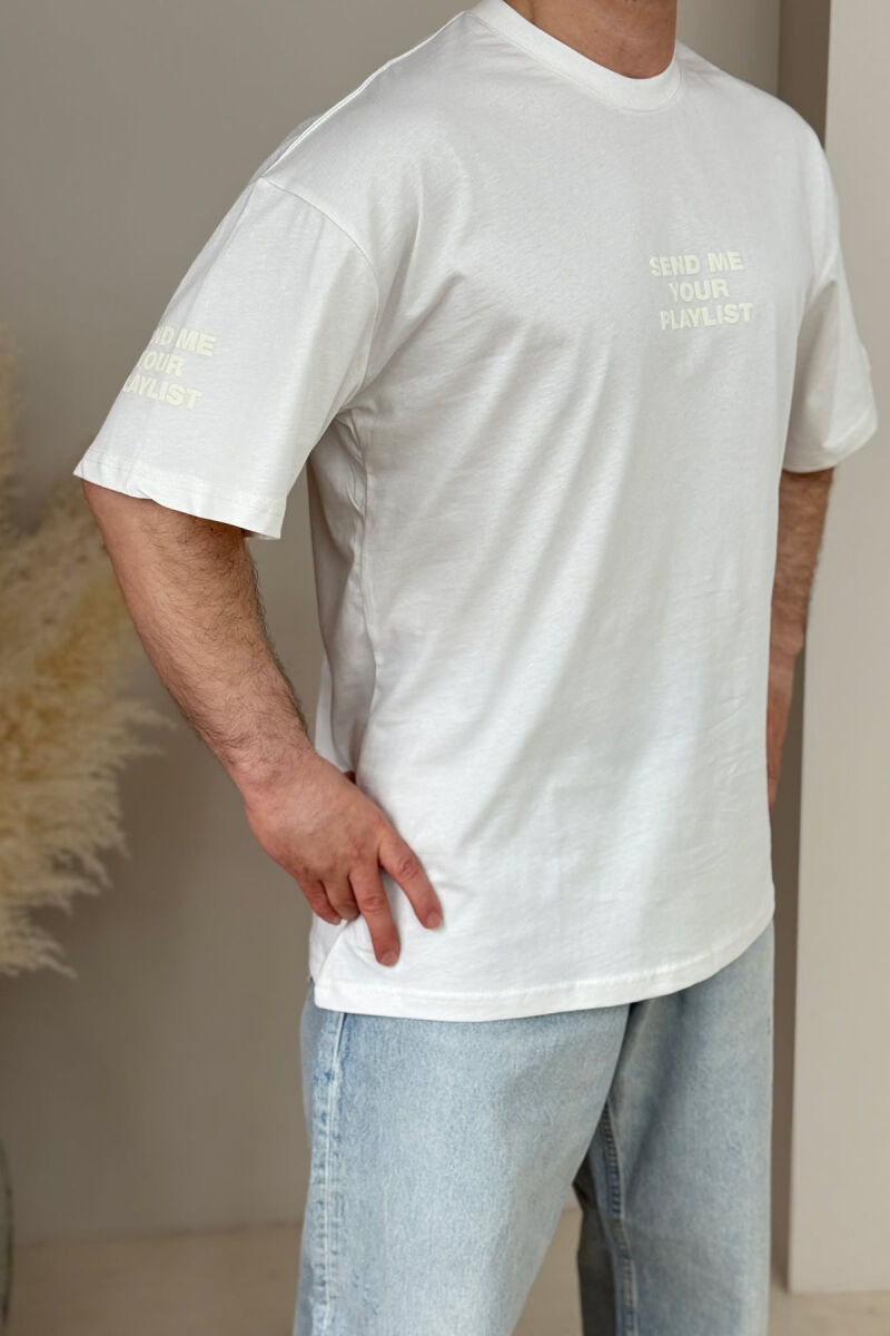 WRITTINGS ROUND NECK MEN T-SHIRT WHITE-E BARDHE - 1