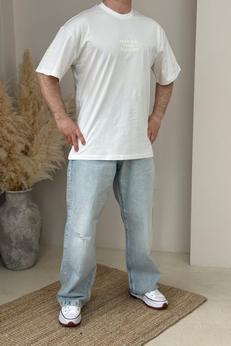 WRITTINGS ROUND NECK MEN T-SHIRT WHITE-E BARDHE - 2