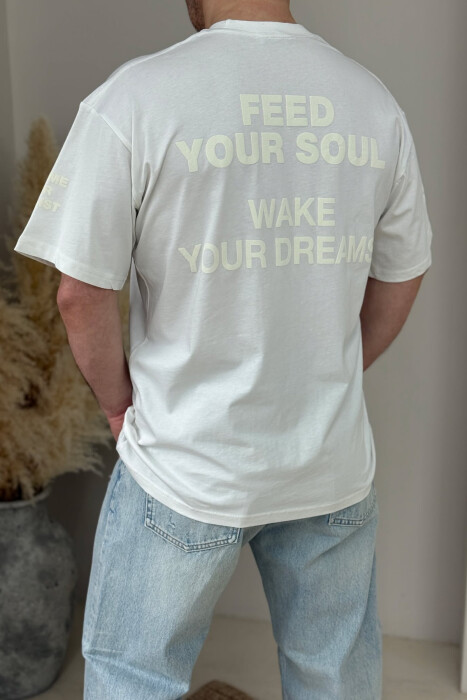 WRITTINGS ROUND NECK MEN T-SHIRT WHITE-E BARDHE - 3