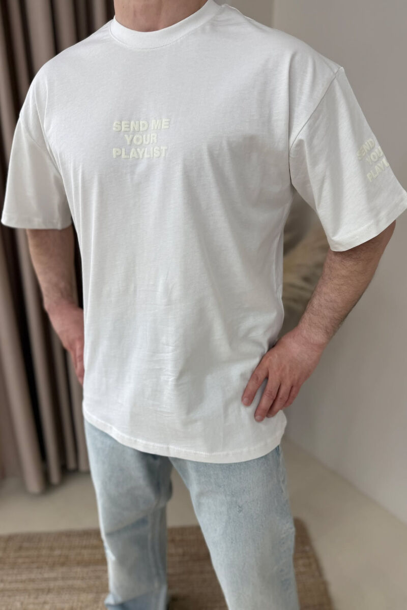 WRITTINGS ROUND NECK MEN T-SHIRT WHITE-E BARDHE - 4