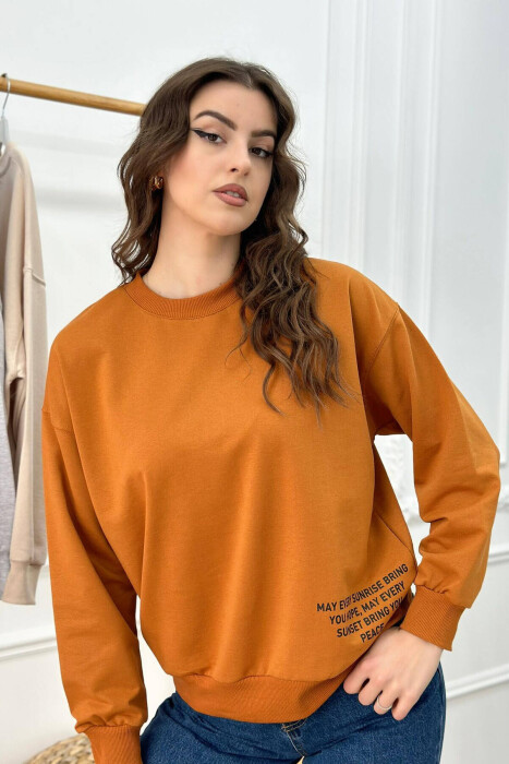 WRITTINGS ROUND NECK WOMAN SWEATER LIGHT BROWN/KAZB - 2