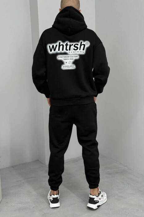 WRITTINGS SIMPLE HOODIE+JOGGERS FLUFFY MEN SET BLACK/ E ZEZE - 5