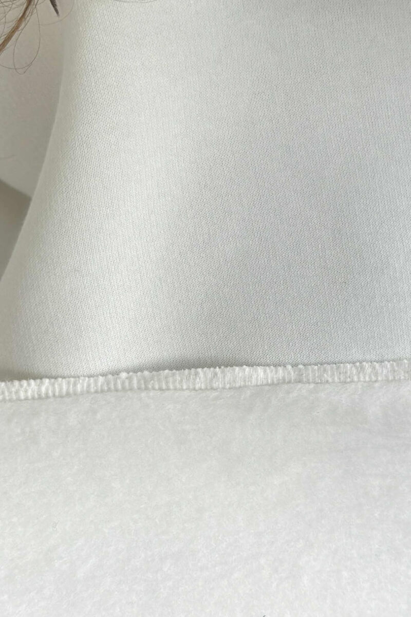 WRITTINGS SWEATSHIRT+SWEATPANTS FLUFFY WOMEN SET WHITE-BROWN/BAKA - 5