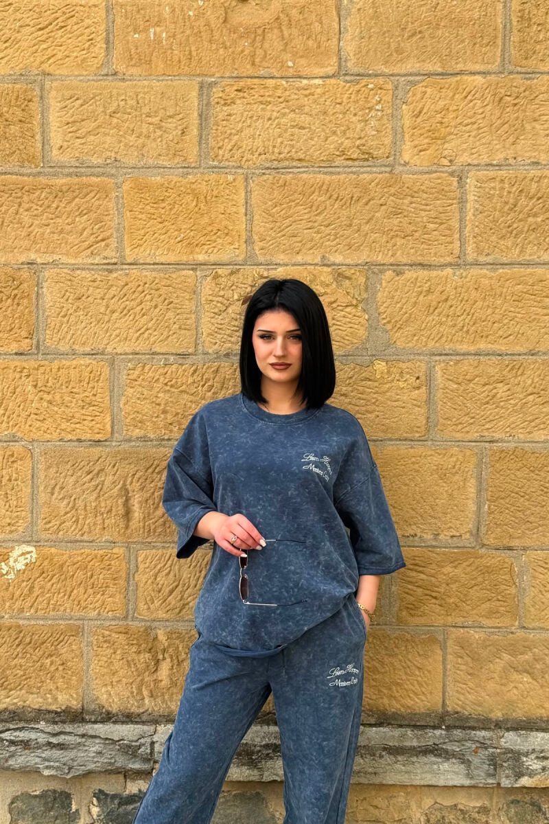 WRITTINGS T-SHIRT + SWEATPANTS WOMAN SET BLUE/BLU - 3