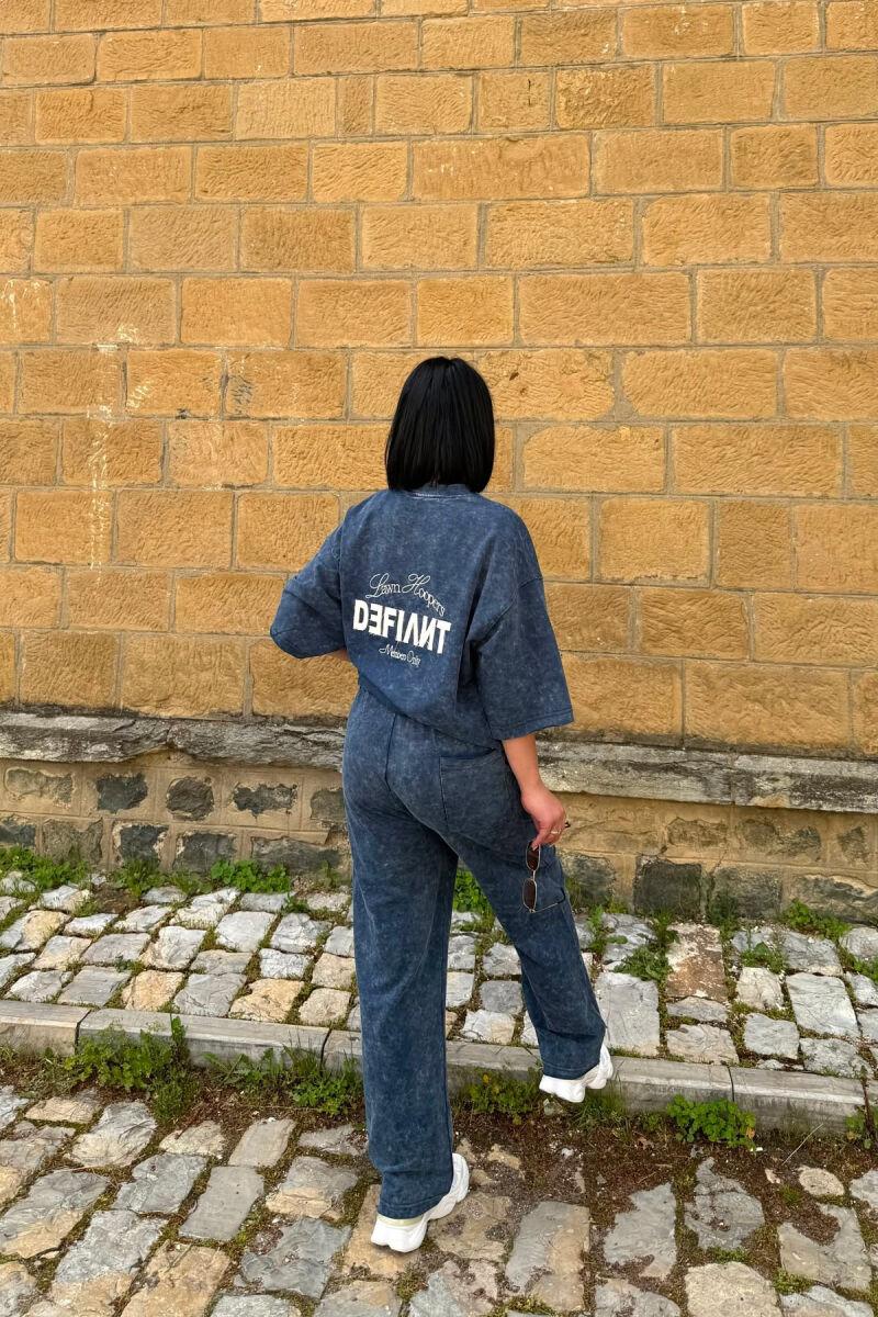 WRITTINGS T-SHIRT + SWEATPANTS WOMAN SET BLUE/BLU - 5
