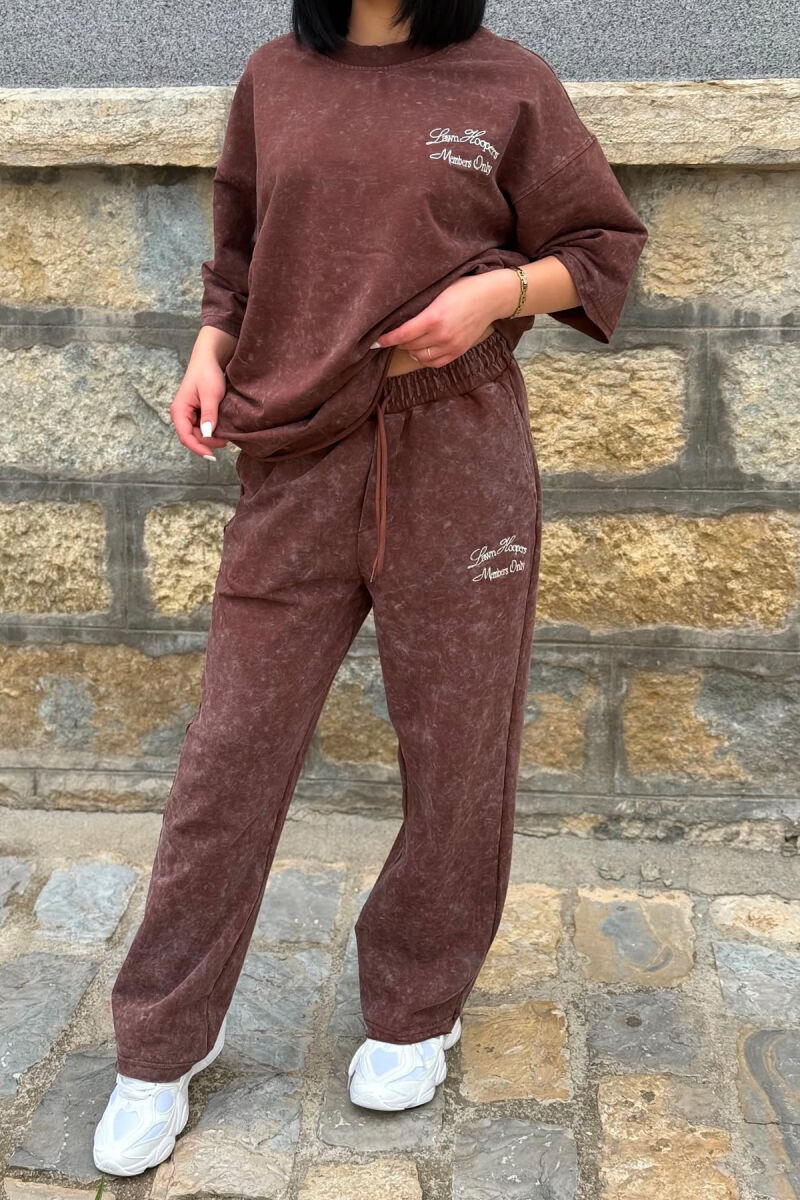 WRITTINGS T-SHIRT + SWEATPANTS WOMAN SET BROWN/KAFE - 2