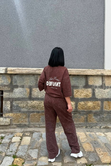 WRITTINGS T-SHIRT + SWEATPANTS WOMAN SET BROWN/KAFE - 3