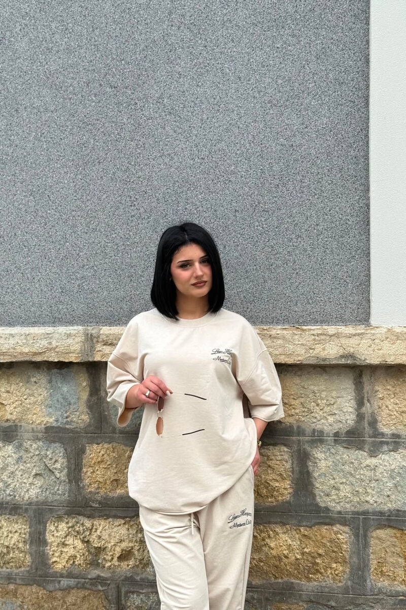 WRITTINGS T-SHIRT + SWEATPANTS WOMAN SET CREAM/KREM - 3