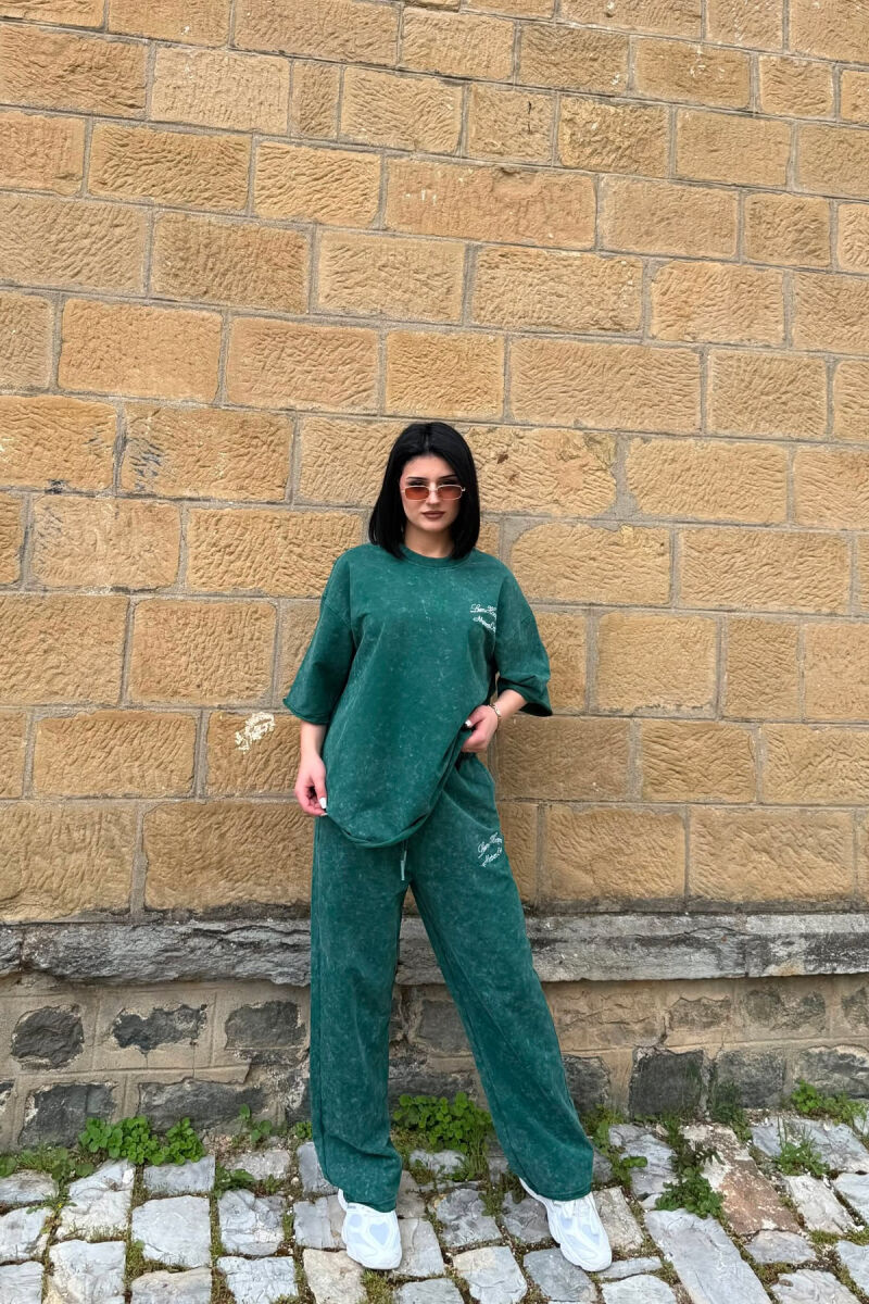 WRITTINGS T-SHIRT + SWEATPANTS WOMAN SET GREEN/JESHILE - 2