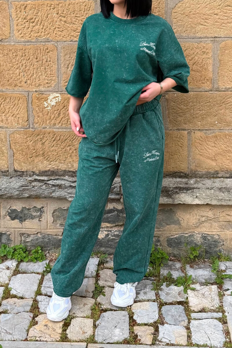 WRITTINGS T-SHIRT + SWEATPANTS WOMAN SET GREEN/JESHILE - 3