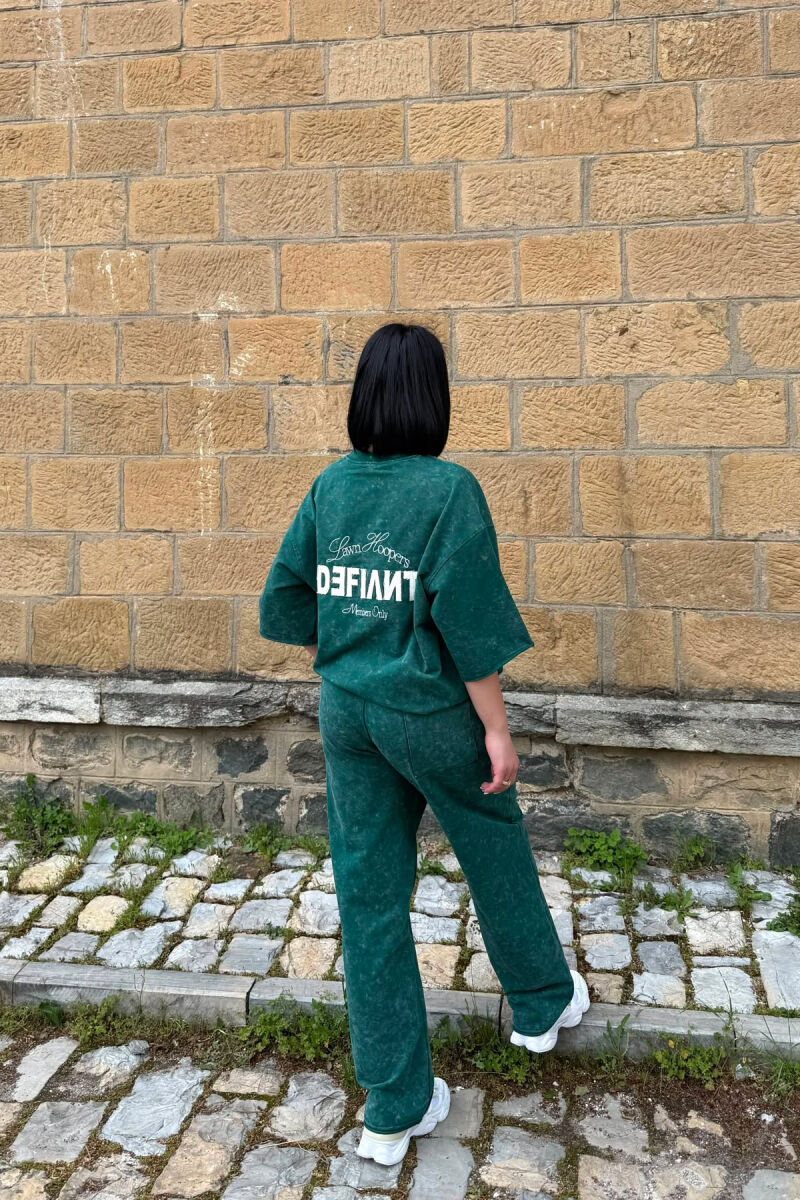 WRITTINGS T-SHIRT + SWEATPANTS WOMAN SET GREEN/JESHILE - 4