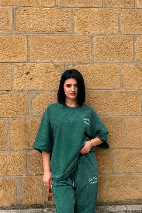 WRITTINGS T-SHIRT + SWEATPANTS WOMAN SET GREEN/JESHILE - 5