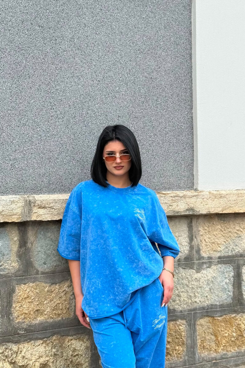 WRITTINGS T-SHIRT + SWEATPANTS WOMAN SET LIGHTBLUE/BZ - 3