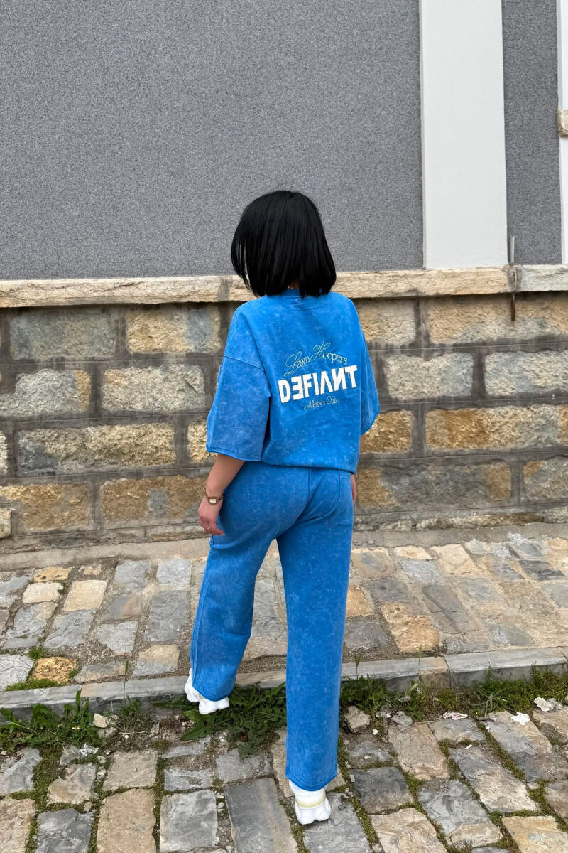 WRITTINGS T-SHIRT + SWEATPANTS WOMAN SET LIGHTBLUE/BZ - 6