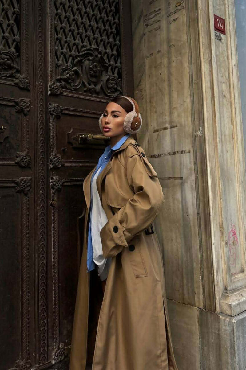 XHAKETE E GJATE ME DETAJIN E RRIPIT PER FEMRA NE NGJYRE KAFE TE ZBARDHUR - 3