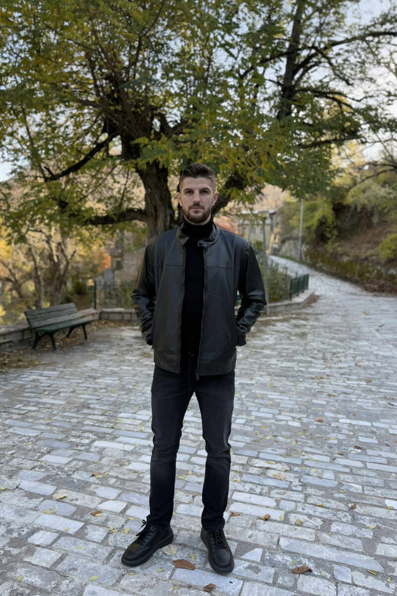 XHAKETË E THJESHTË MOTORRISTI PËR MESHKUJ NË NGJYRËN E ZEZË - 6