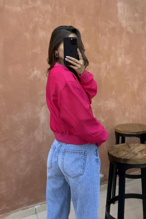 XHAKETË E THJESHTË NJË NGJYRËSHE ME KOPSA PËR FEMRA NË NGJYRËN CIKLAMI - 4