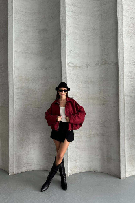 XHAKETË E THJESHTË NJË NGJYRËSHE PËR FEMRA NË NGJYRË VISHNJË - KLAUDIO FASHION