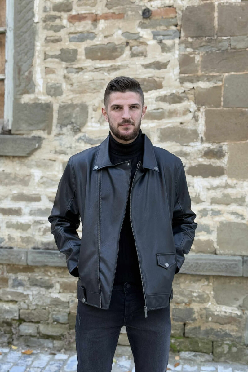 XHAKETË E THJESHTË NJË NGJYRËSHE PËR MESHKUJ NË NGJYRË TË ZEZË - 2