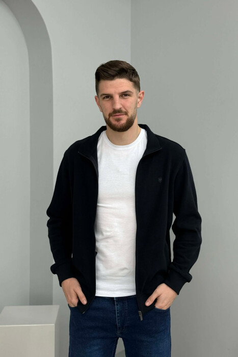 XHAKETË E THJESHTË NJËNGJYRËSHE ME JAKË ME ZINXHIR PËR MESHKUJ NË NGJYRËN BLU MESNATE - 4