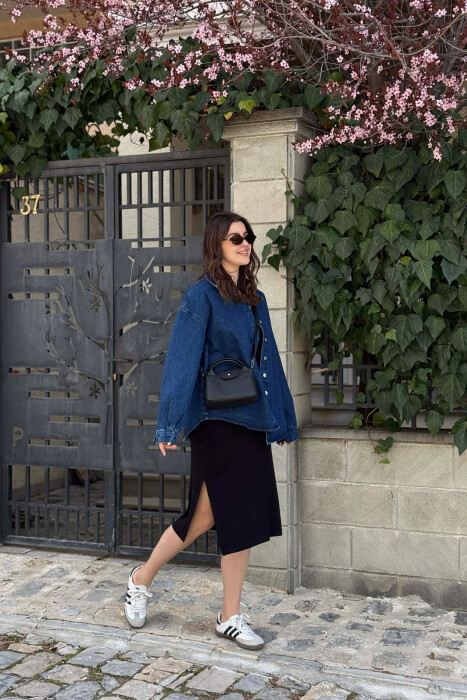 BUTTONED SIMPLE DENIM WOMEN JACKET BLUE/BLU - 4