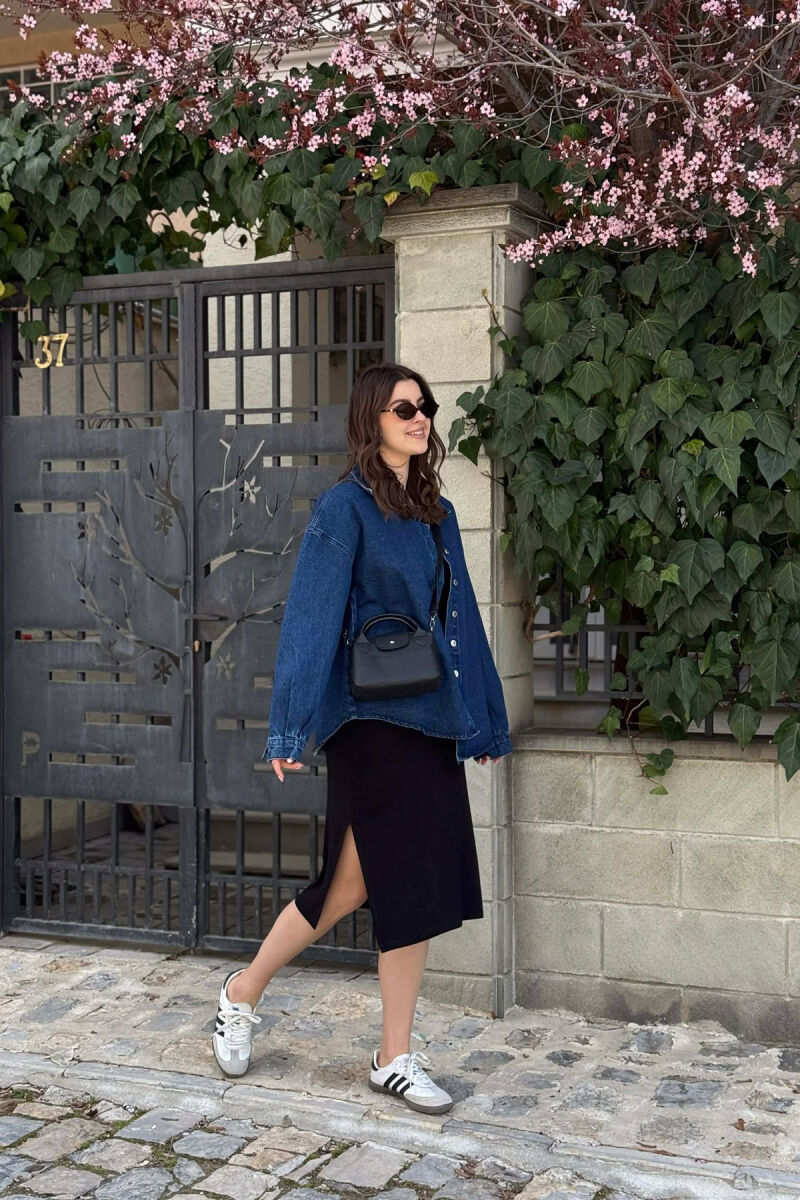 BUTTONED SIMPLE DENIM WOMEN JACKET BLUE/BLU - 4