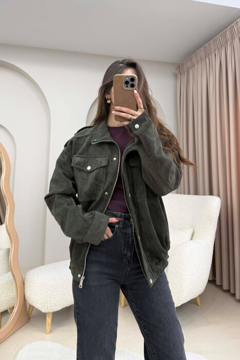 XHAKETË KAMOSH ME ZINXHIR DHE BUTONA PER FEMRA NË NGJYRE JESHILE TE ERRET - 4