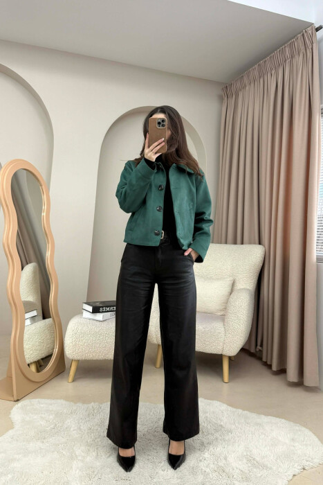 XHAKETE KAMOSHI NJE NGJYRESHE ME BUTONA PER FEMRA NE NGJYRE JESHILE - 3