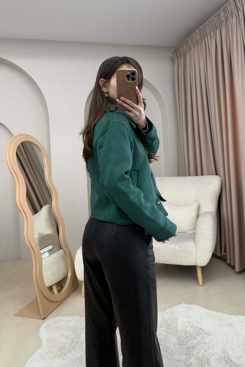 XHAKETE KAMOSHI NJE NGJYRESHE ME BUTONA PER FEMRA NE NGJYRE JESHILE - 5