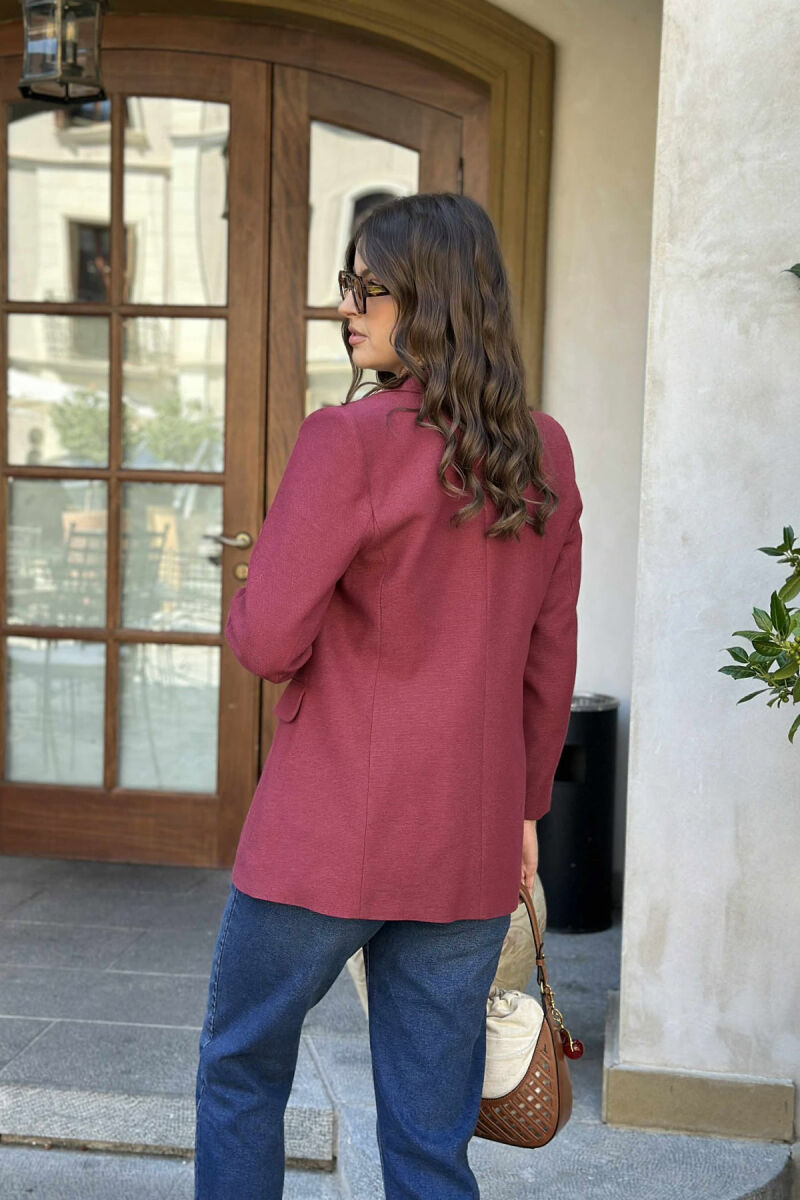 XHAKETË KLASIKE E THJESHTË NJË NGJJYRËSHE PËR FEMRA NË NGJYRËN VISHNJË - 3