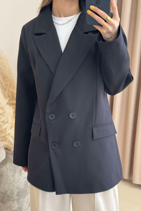 XHAKETË KLASIKE E THJESHTË PËR FEMRA NË NGJYRËN E ZEZË - 4