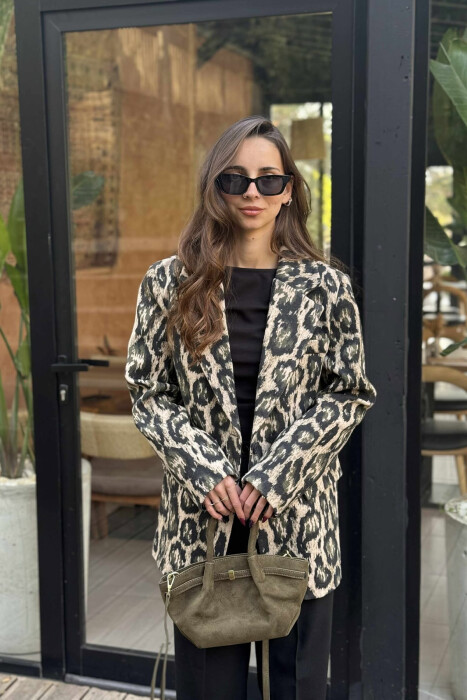 XHAKETE KLASIKE ME DIZAJN LEOPARDI PER FEMRA NE NGJYRE JESHILE - 2