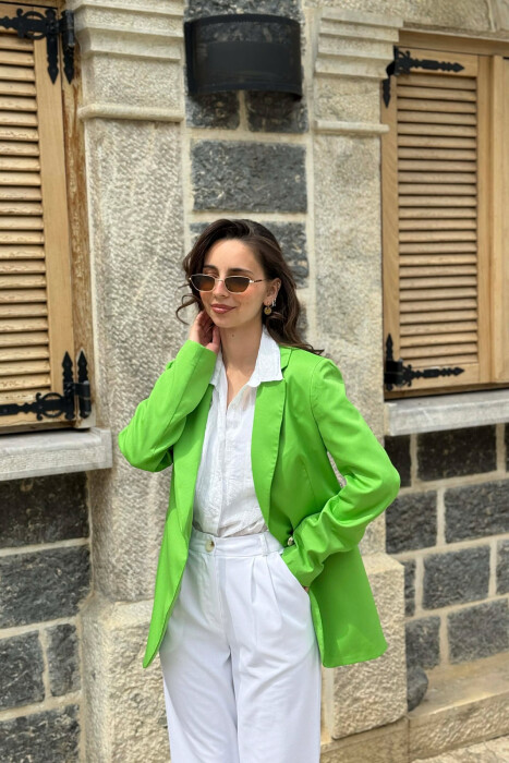 XHAKETE KLASIKE ME NJE BUTON GOLD PER FEMRA NE NGJYRE PISTAKIO - KLAUDIO FASHION