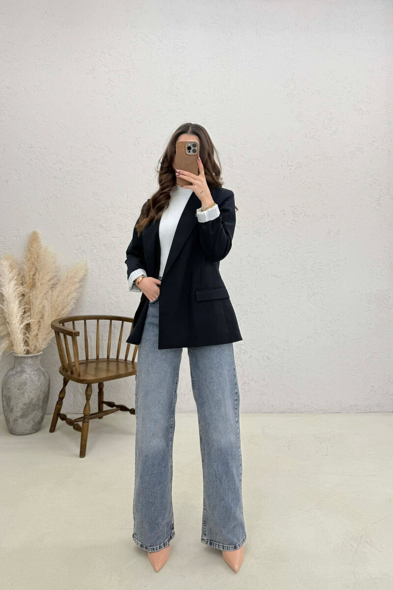 XHAKETË KLASIKE NJË NGJYRËSHE PËR FEMRA NË NGJYRE BLU - 3