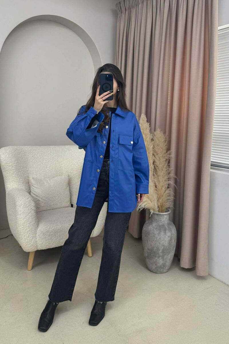 XHAKETE LEKURE ME BUTONA PER FEMRA NE NGJYRE BLU - 1