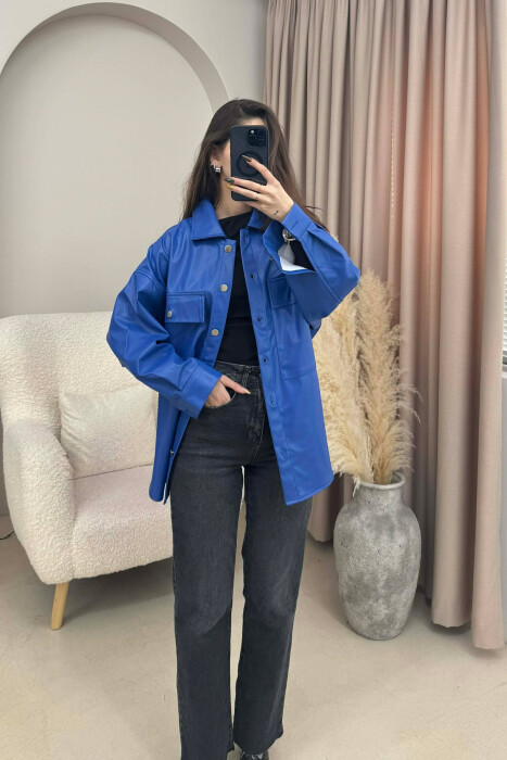 XHAKETE LEKURE ME BUTONA PER FEMRA NE NGJYRE BLU - 3