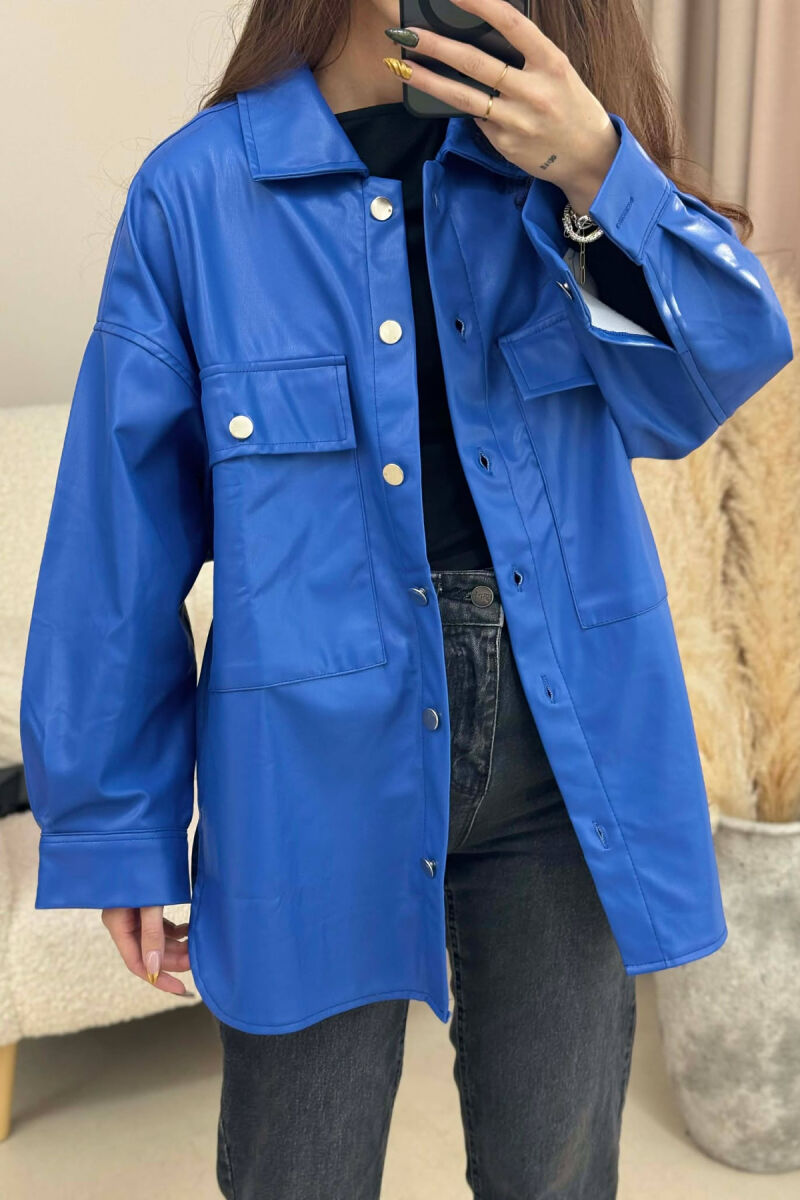 XHAKETE LEKURE ME BUTONA PER FEMRA NE NGJYRE BLU - 4