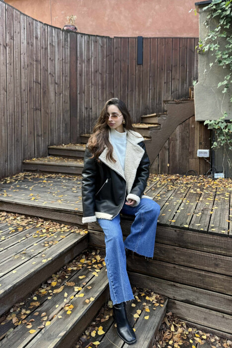 XHAKETË LËKURE ME PUSH PËR FEMRA NË NGJYRËN E ZEZË - KLAUDIO FASHION