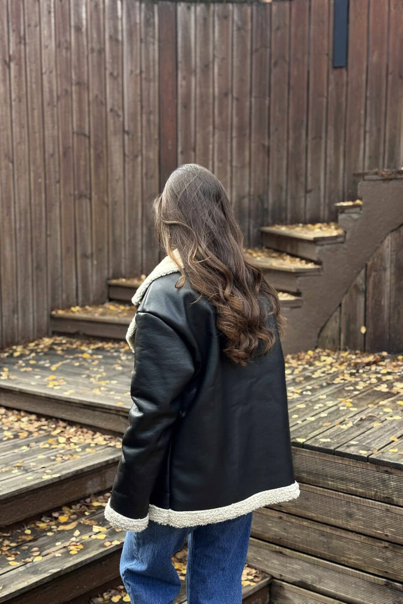 XHAKETË LËKURE ME PUSH PËR FEMRA NË NGJYRËN E ZEZË - 4