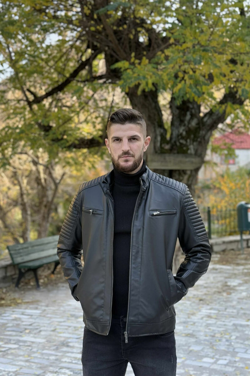 XHAKETË LËKURE ME ZINXHIR PËR MESHKUJ NË NGJYRË TË ZEZË - 1