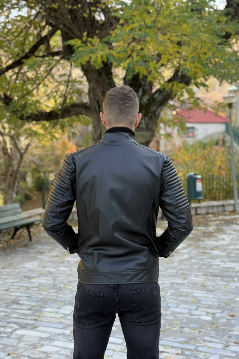 XHAKETË LËKURE ME ZINXHIR PËR MESHKUJ NË NGJYRË TË ZEZË - 5