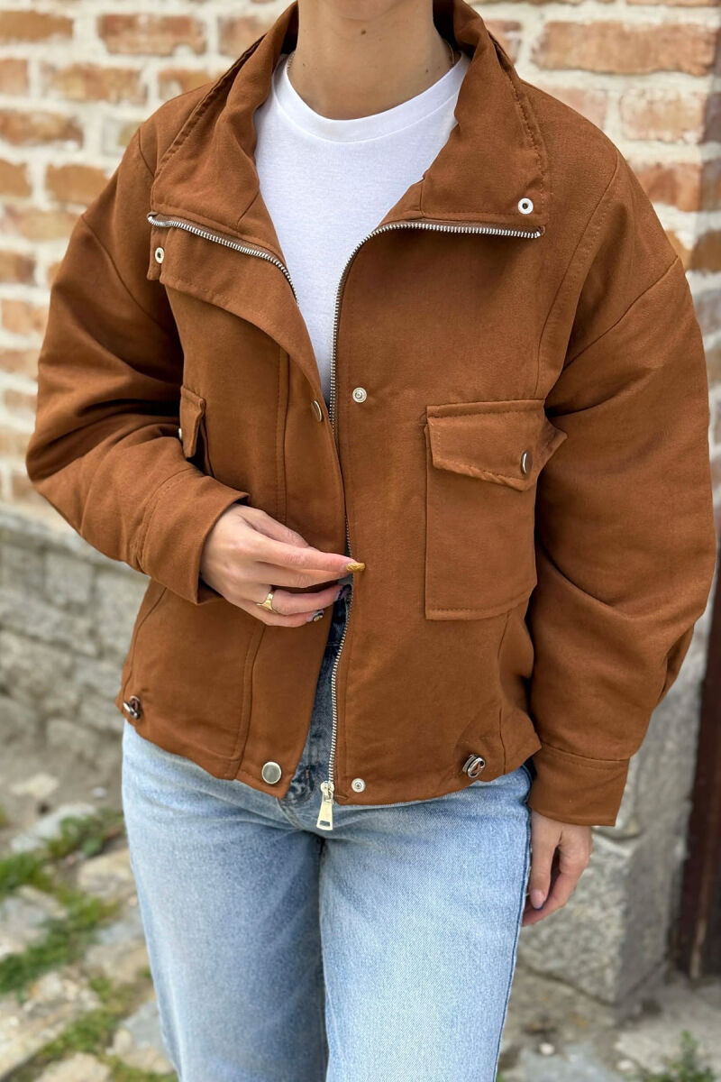 XHAKETE ME BUTONA DHE ZINXHIR PER FEMRA NE NGJYRE KAFE - 3