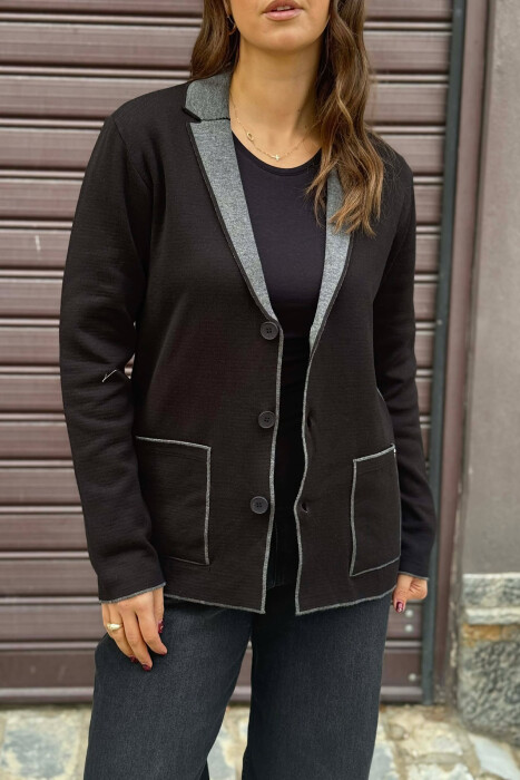 XHAKETË ME KOPSA TË THJESHTA DHE ME DETAJIN E XHEPAVE PËR FEMRA NË NGJYRË TË ZEZË - 4