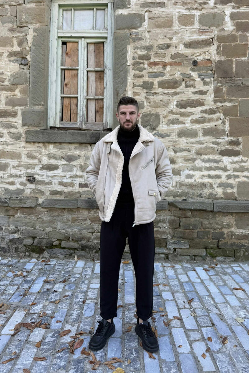 XHAKETË ME PUSH PËR MESHKUJ NË NGJYRËN KREM - 3