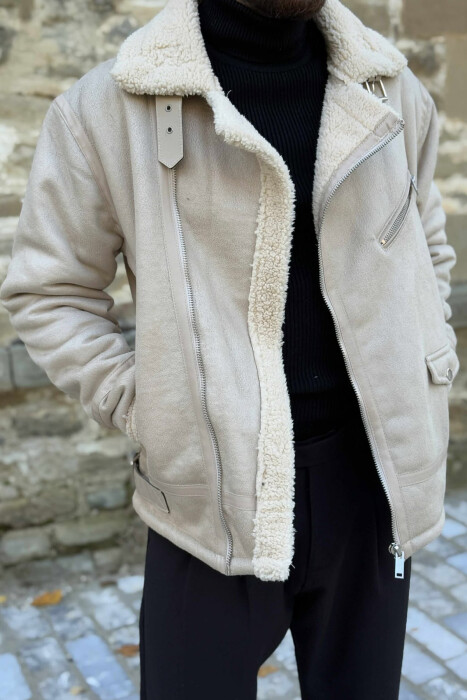 XHAKETË ME PUSH PËR MESHKUJ NË NGJYRËN KREM - 4