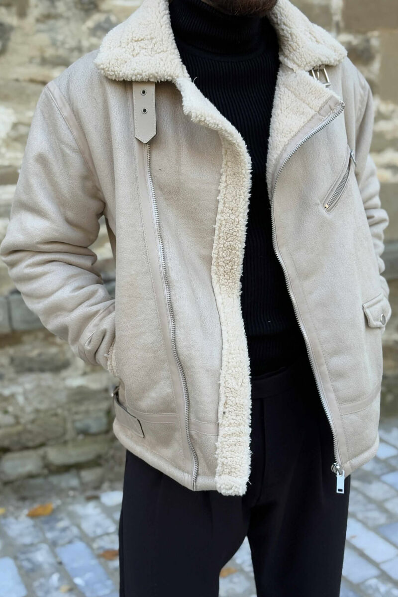 XHAKETË ME PUSH PËR MESHKUJ NË NGJYRËN KREM - 4